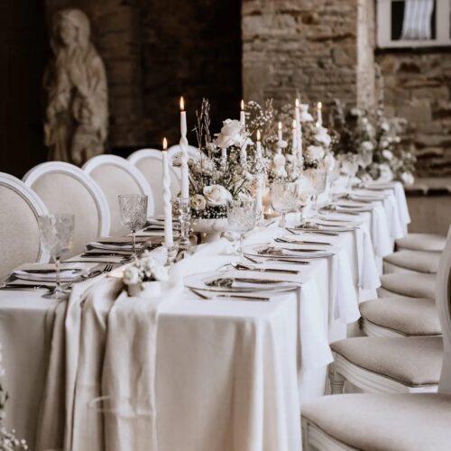 Linen tablecloth in macchiato beige | 410x250 cm
